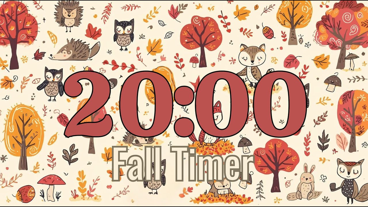 🍂 20 Minute Fall Timer | Relaxing Guitar Music with Foxes & Hedgehogs 🦊🦔