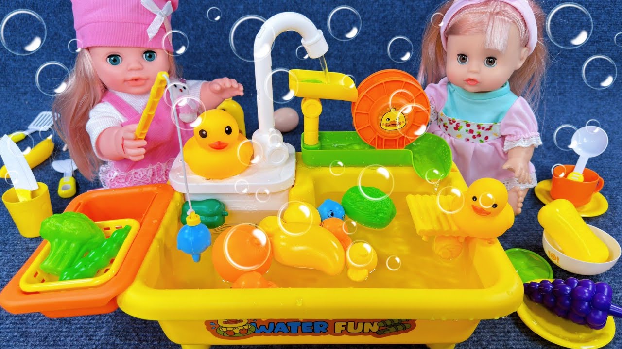9 Minutes Satisfying with Unboxing Cute Doll Water Fun Playset，Kitchen Sink Toys ASMR | Review Toys