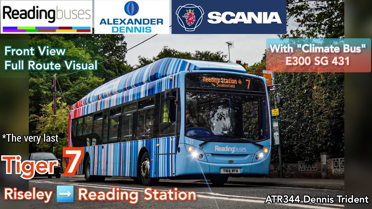 UK: Last 🐅 Tiger 7 ever! RB 7 Riseley ➡️ Reading Station with Climate Bus 431 [Full Route Visual]