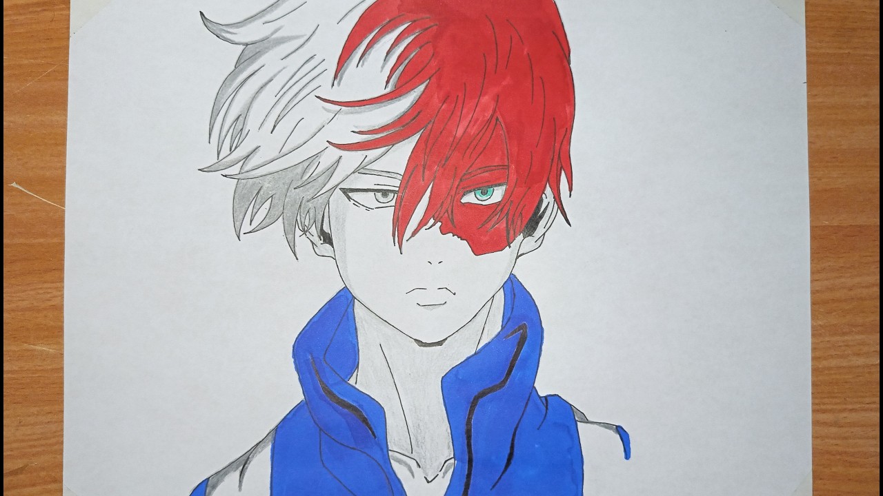 How to draw Shoto Todoroki from anime My Hero Academia