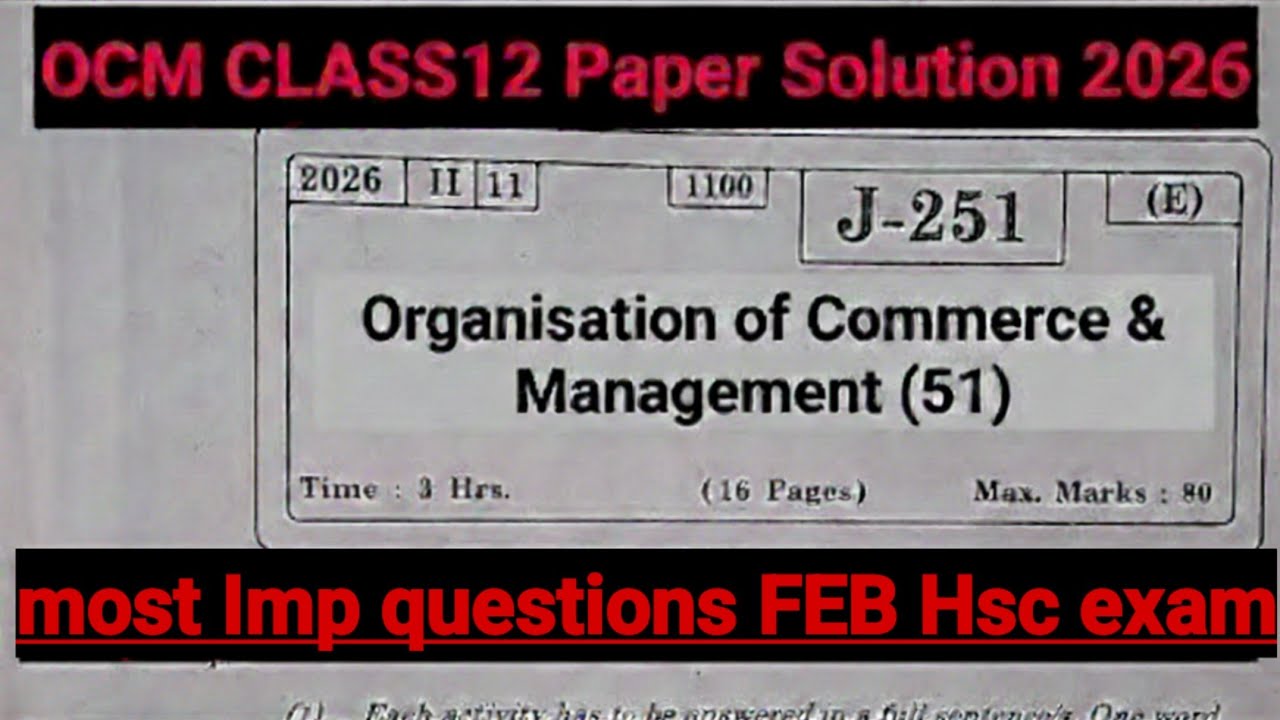 2026 Organisation of Commerce |Class12 Hsc Board Exam| class12Commerce| Ocm Imp Questions| ARK sir