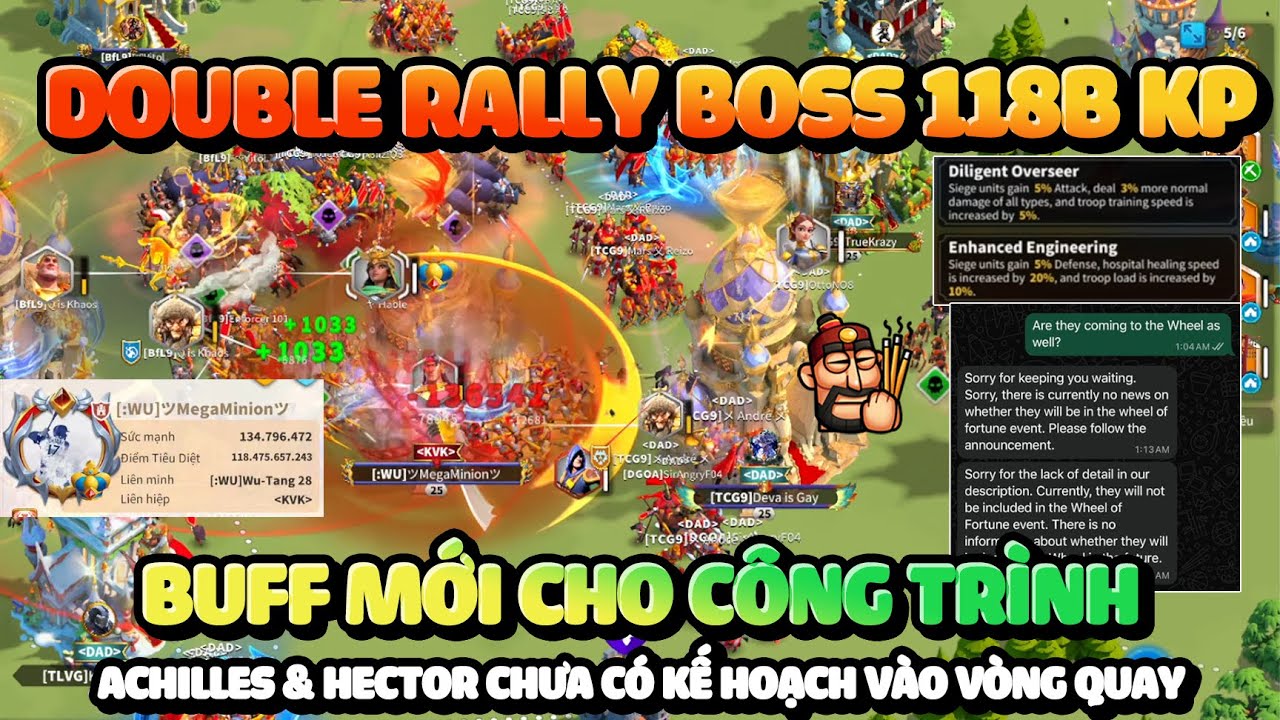 Boss Bị Xích Ăn 2 Rally Atila Niệm Luôn - Buff Công Trình Mới, Cách Lấy Tượng Achilles & Hector RoK