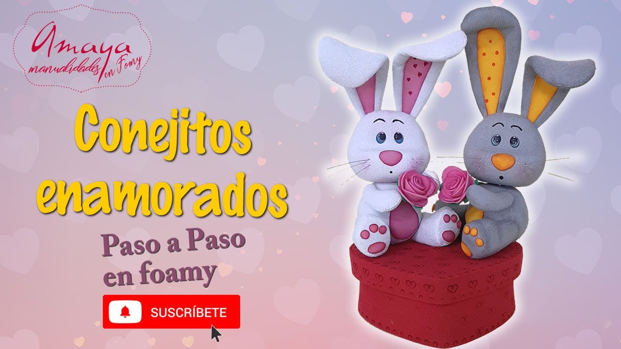 Conejitos enamorados 🐰 | Cómo hacer manualidades fáciles con foami o goma EVA para vender.