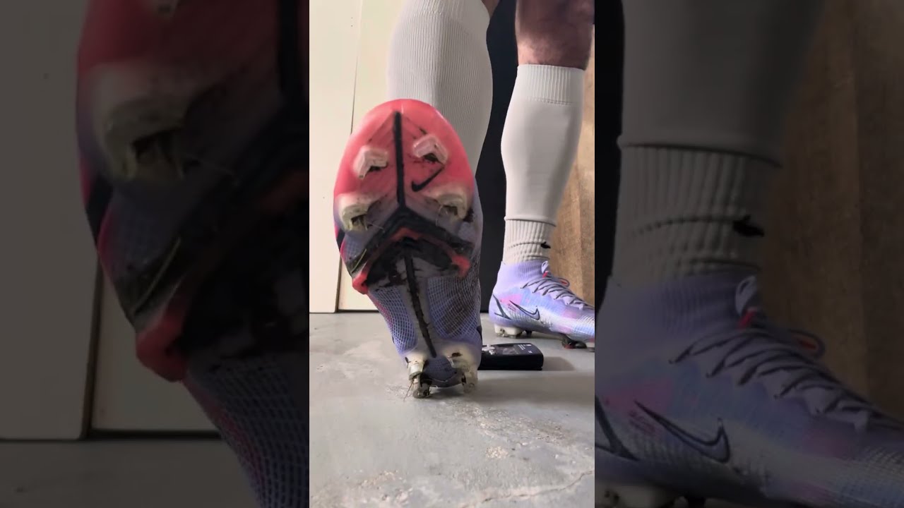 Nike cleats stomping a calculator