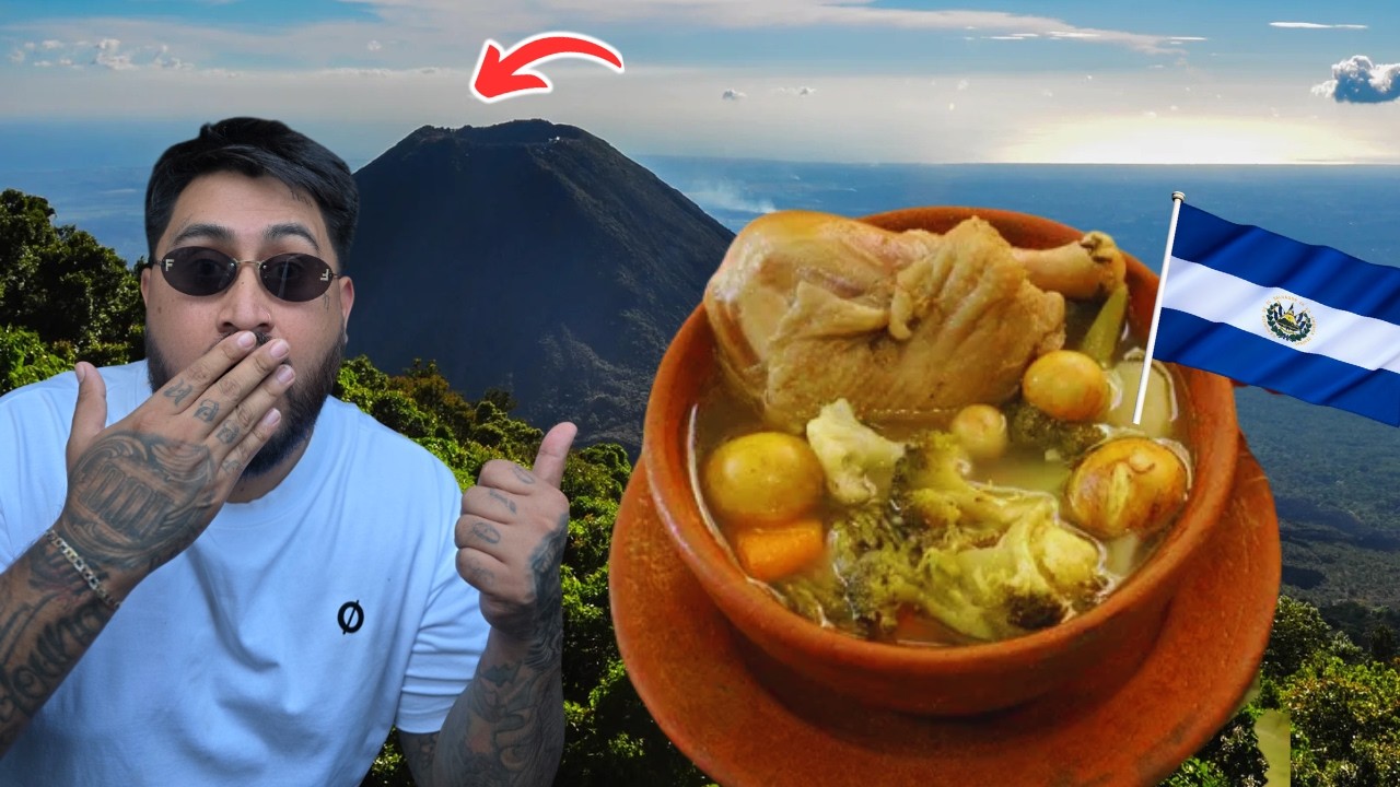 PROBANDO LA SOPA DE GALLINA INDIA FRENTE AL VOLCÁN DE EL SALVADOR
