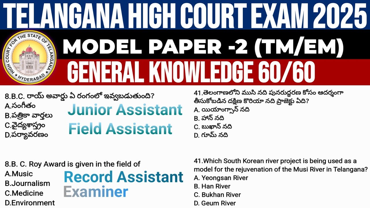 Telangana High Court General Knowledge Question Paper|Court GK Model Paper|High Court Questions