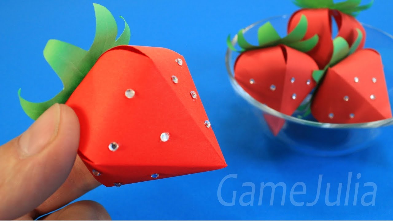 3D Клубника из бумаги / Летний декор / Объемная клубника из бумаги