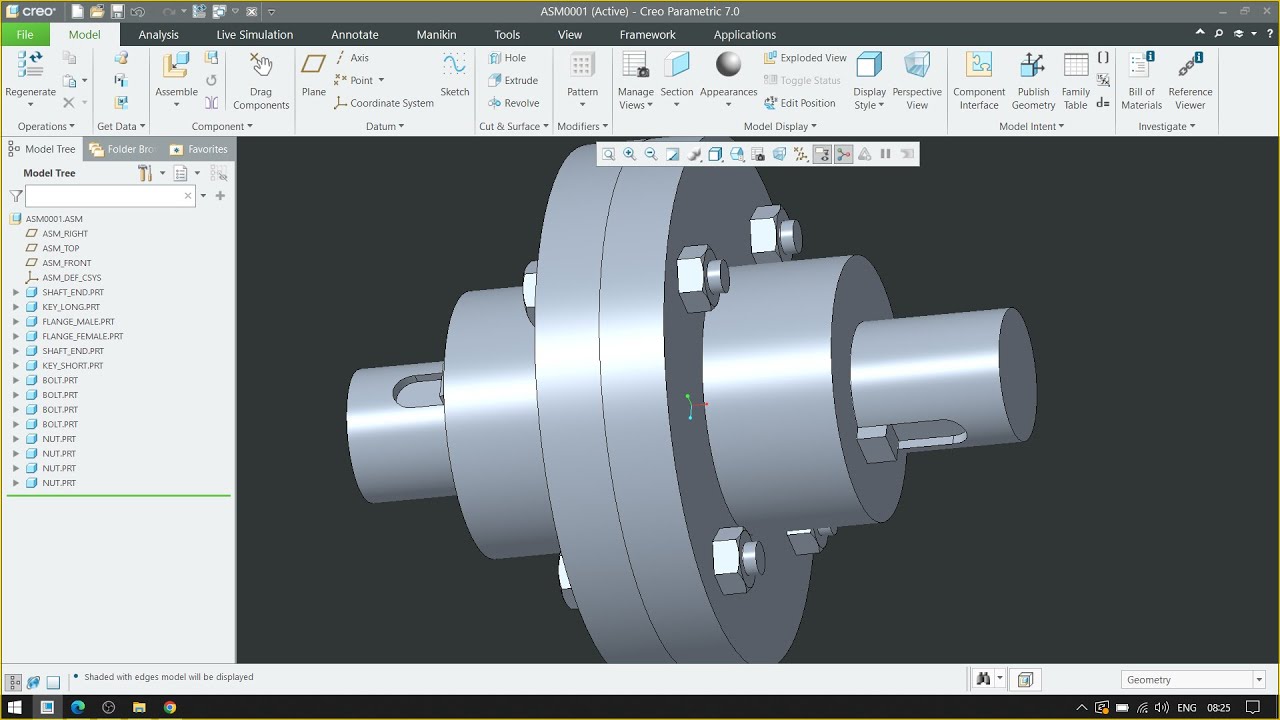 PTC Creo Assembly Flanged Coupling