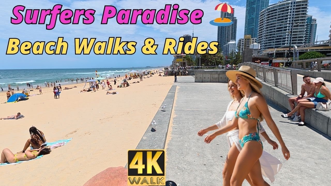 Surfers Paradise Beach - 4K Virtual Walks & Rides - Gold Coast Australia 🌴