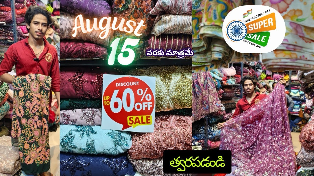 Independence day super sale 60% off || Crystal Fabrics || urdu galli || Hyderabad