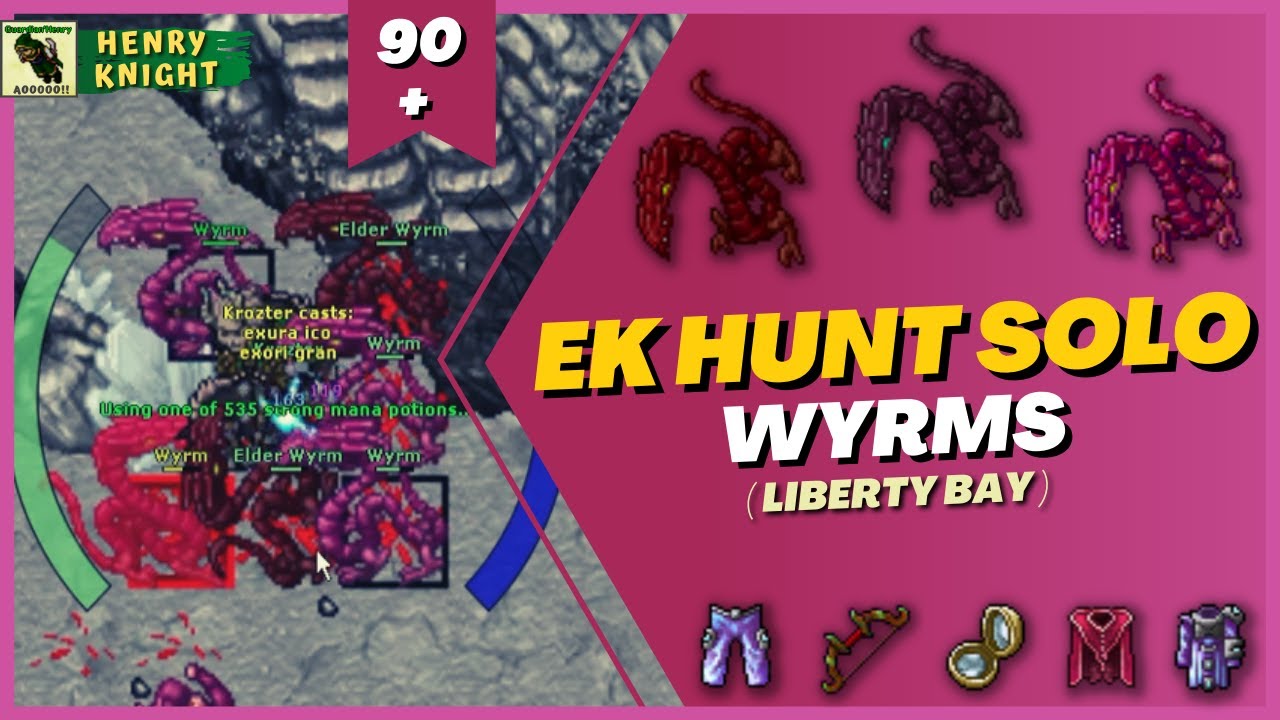 TIBIA: EK HUNT SOLO #97 WYRMS (LIBERTY BAY)