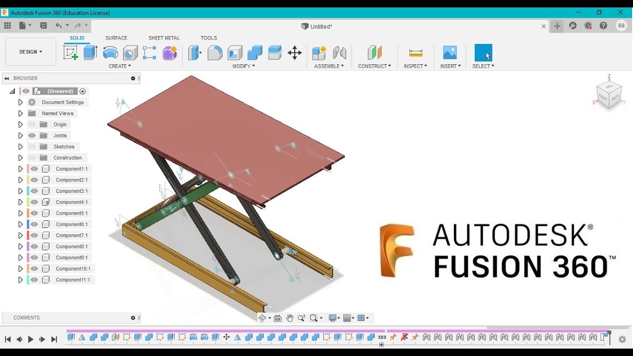 How to Create - scissor Lift Mechanism in Autodesk Fusion 360