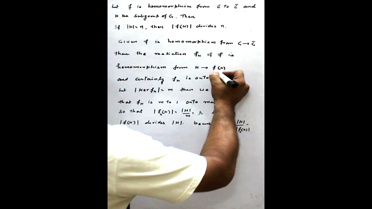 let f be homomorphism and if order of H=n  then  order of f(H) divides n