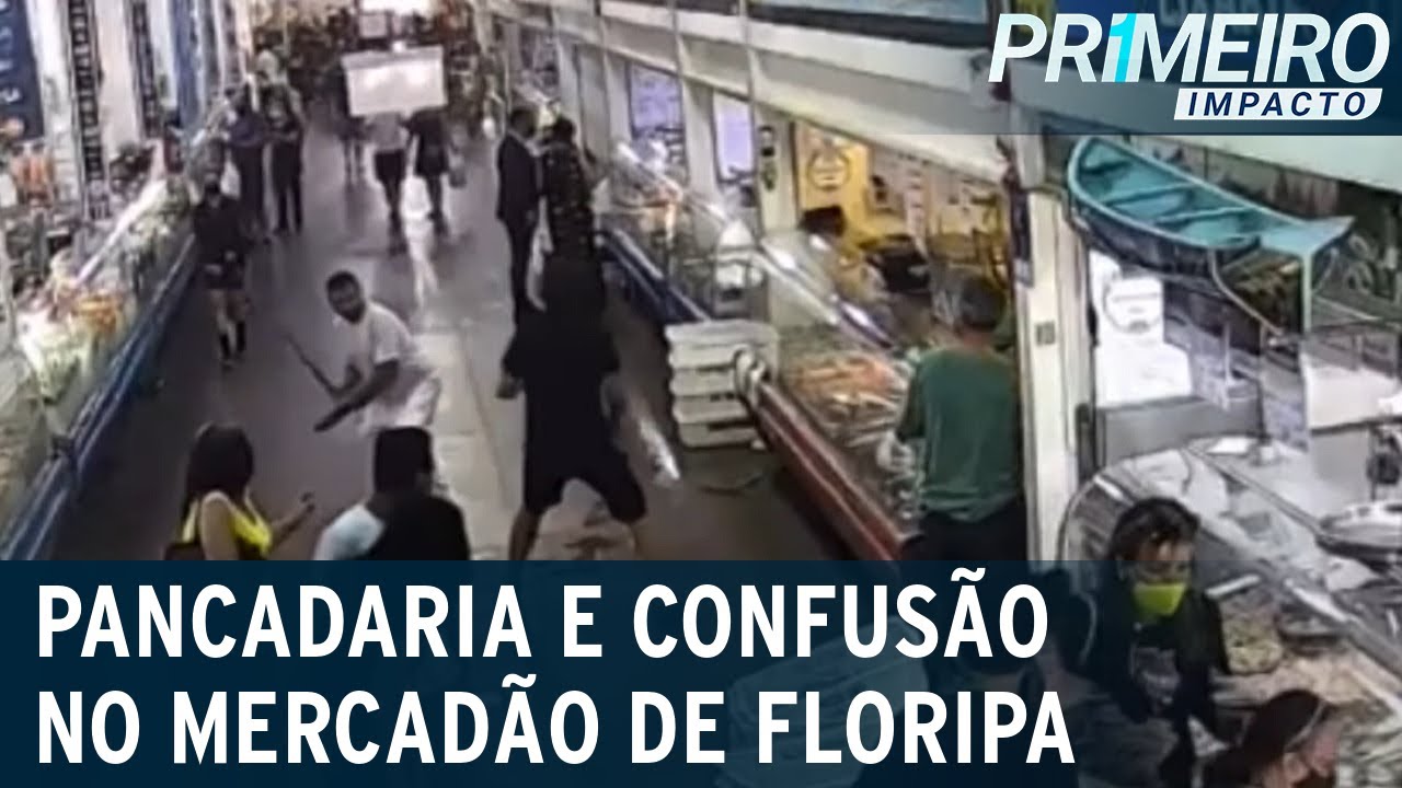 Discuss&atilde;o termina em briga generalizada em mercad&atilde;o | Primeiro Impacto (08/11/21)