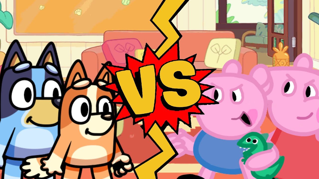 M.U.G.E.N. Battles | Bluey/Bingo vs Peppa Pig/George Pig | Bluey vs Peppa Pig