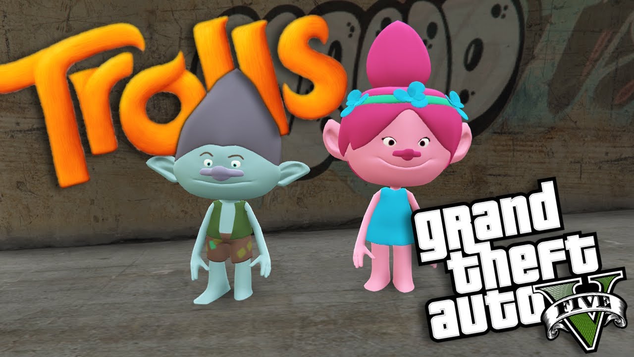 GTA 5 Mods - TROLLS MOD w/ BRANCH & POPPY (GTA 5 Mods Gameplay)