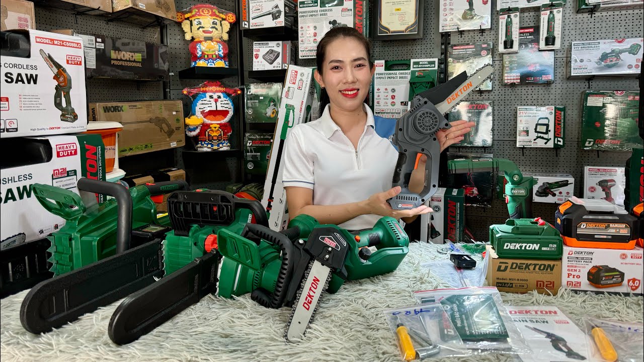 🔴Mua máy tặng Pin 550k⚡️Sale combo máy cưa xích chính hãng Dekton Cs08blc, Cs08bl, Cx12bl, Cs14bl