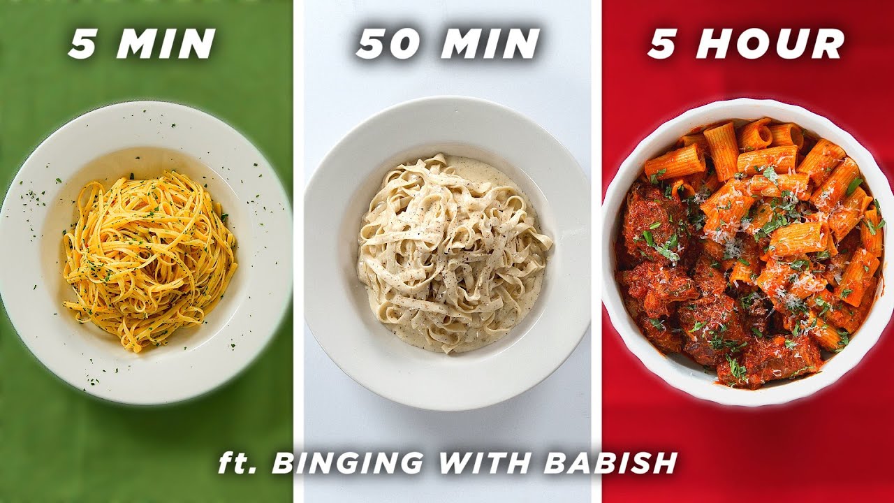 5 минут против 50 минут против 5 часов пасты (при участии Binging With Babish) &bull; Вкусно