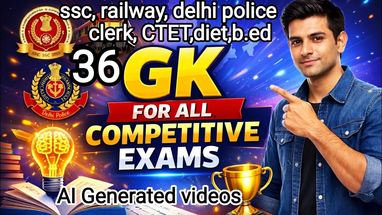 Gk for all competitive exams railway group D SSC Delhi police CGL clerk B.ed CTET diet AI generated 