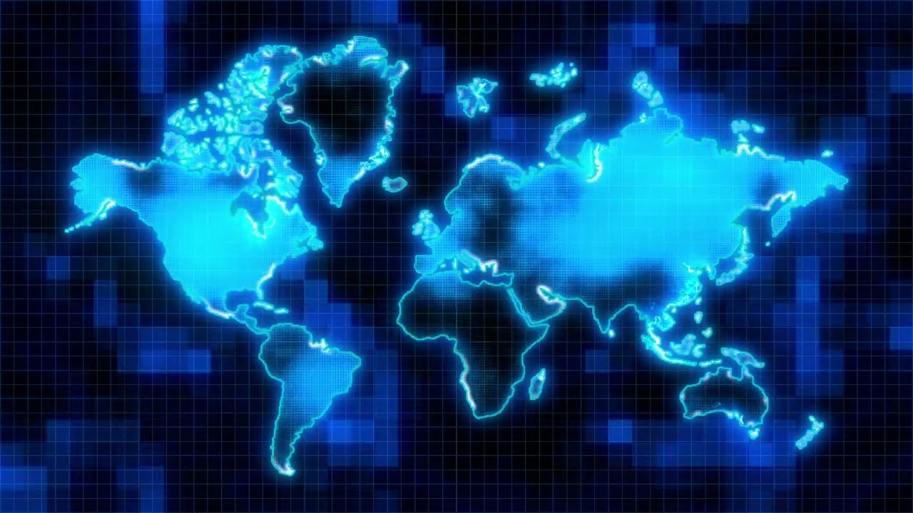 World Map - hologram with grid - free stock footage
