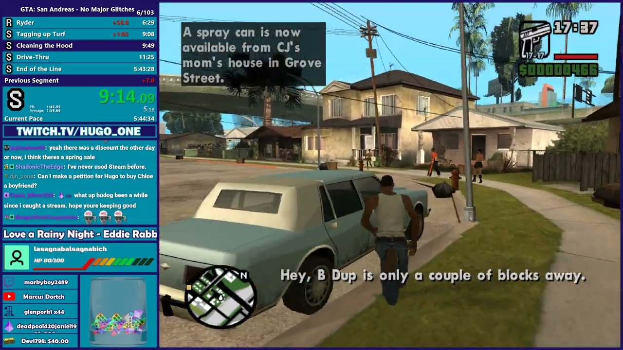 GTA San Andreas Los Santos% Speedrun - Hugo_One Twitch Stream - 3/22/2024