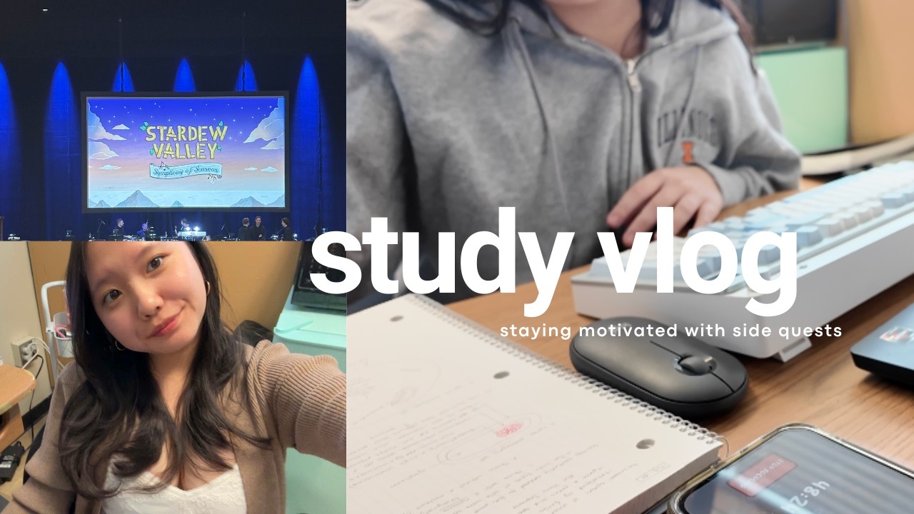 study vlog | daily routine, stardew valley concert, cafe productivity