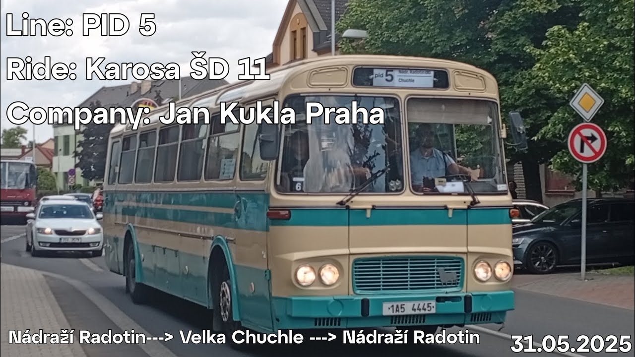 Line: PID 5 Ride: Karosa ŠD 11 Company: Jan Kukla Praha over Velká Chuchle to Nádraží Radotín
