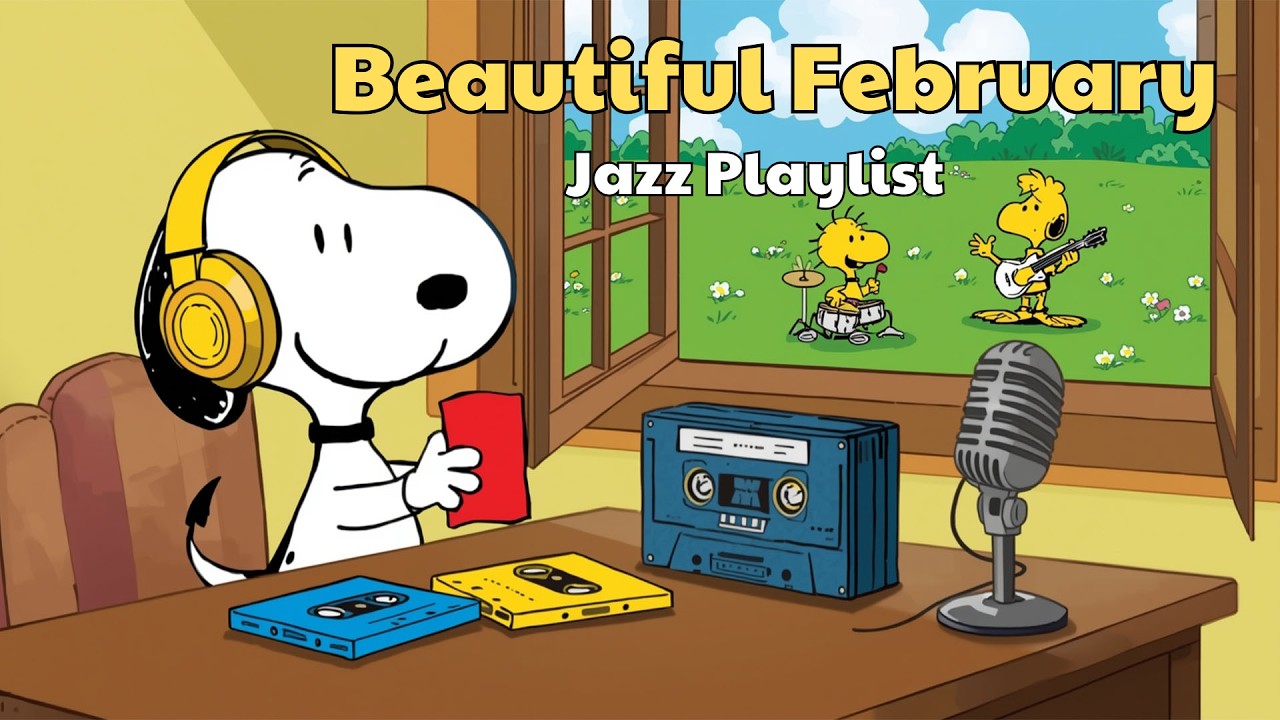Beautiful February with Snoopy 🌷☀️ | Smooth Morning Jazz for Relaxation and Focus