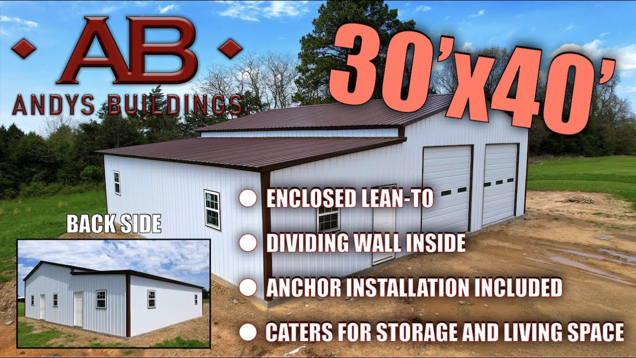 30'x40' Metal Shed w/15' Living Quarters | CHOOSE ANDYS BUILDINGS