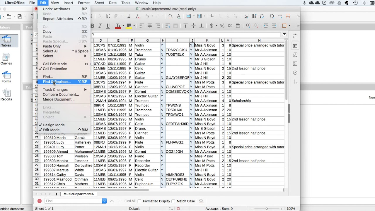 LibreOffice 5: Importing csv files into LibreOffice
