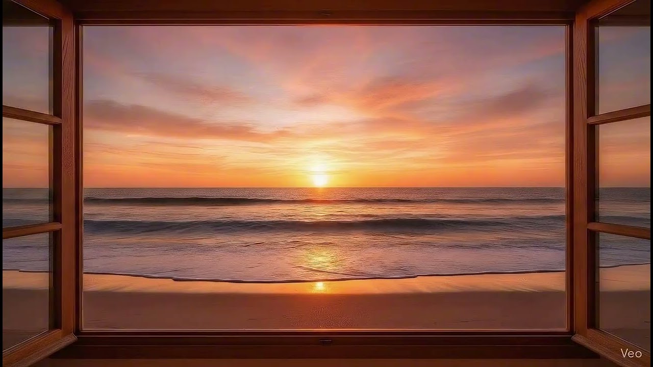 🌊 Sonido de Olas del Mar | Relajación Profunda, Dormir y Meditar | Ventana al Atardecer