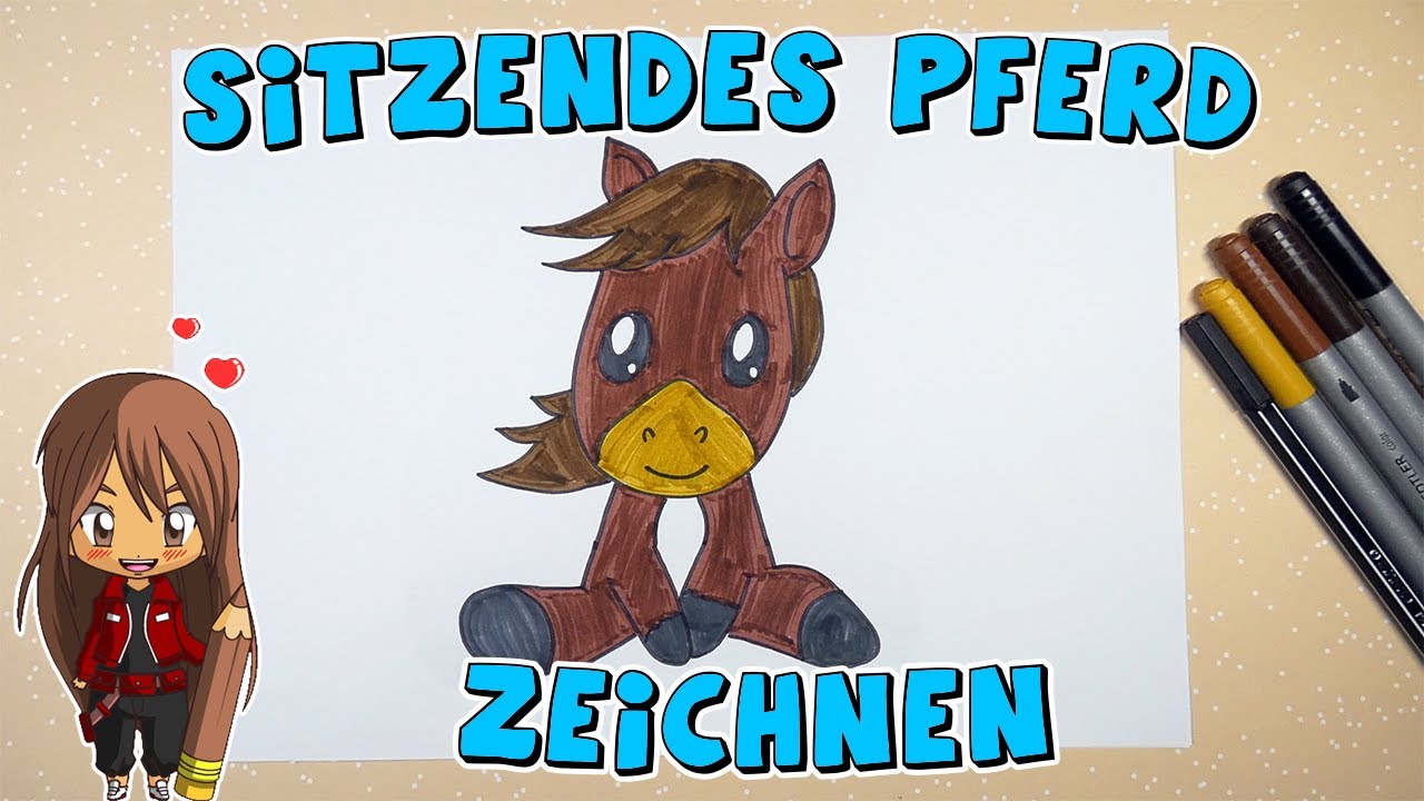 Sitzendes Pferd einfach malen f&uuml;r Kinder | ab 7 Jahren | Malen mit Evi | deutsch