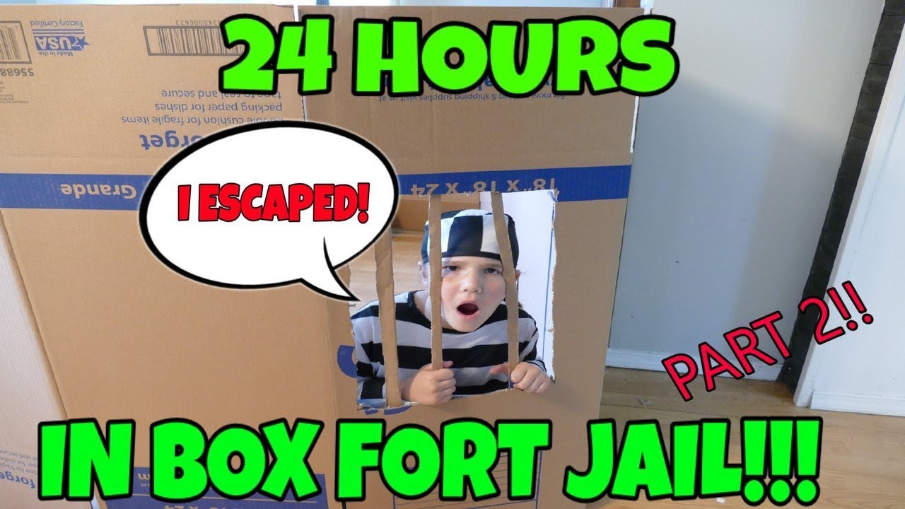 24 Hours In Box Fort Jail Part 2! 24 Hour Challenge With No LOL Dolls