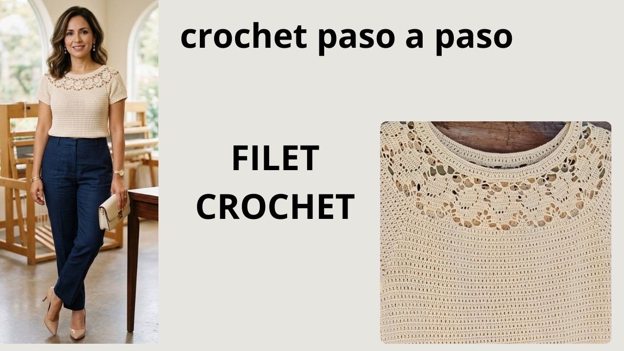 como tejer a crochet blusa  FILET CROCHET con rosas