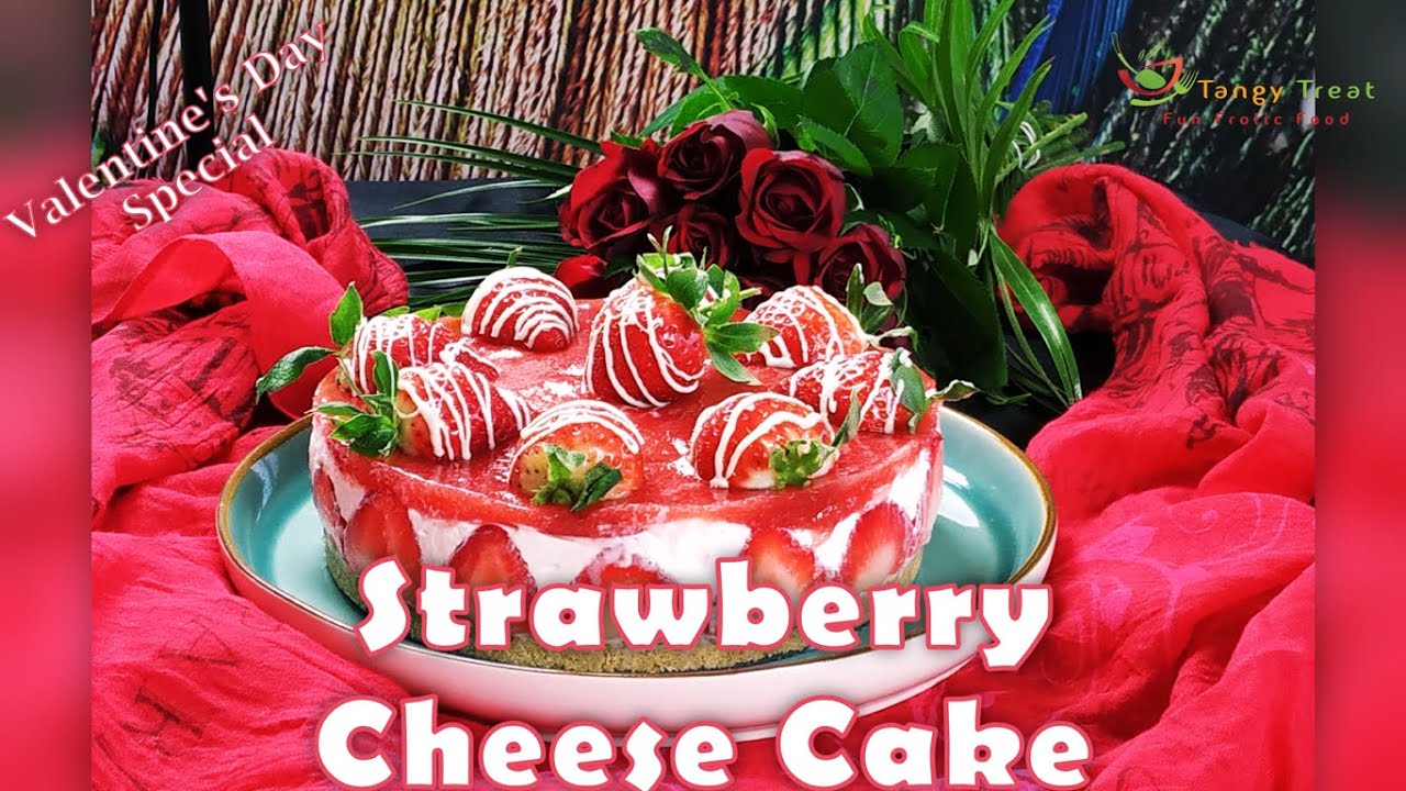 Strawberry Cheese cake I Valentine's day Recipe I Cheese Cake recipe I How to make Cheese cake