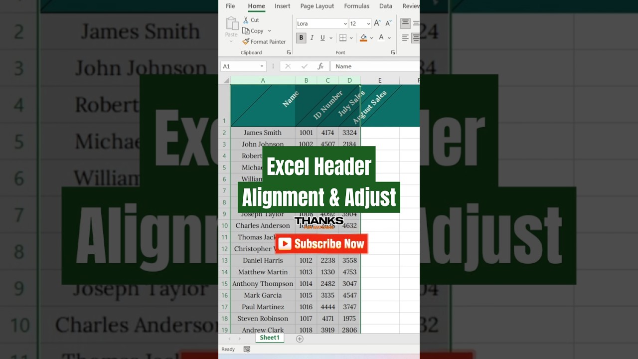 Header alignment & adjust in Excel | #alignment #header #excel