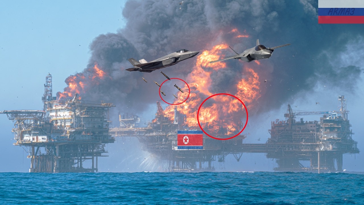 2 minutes ago! US and Ukrainian F-35 fighter jets bombed Russian oil facilities in the Black Sea