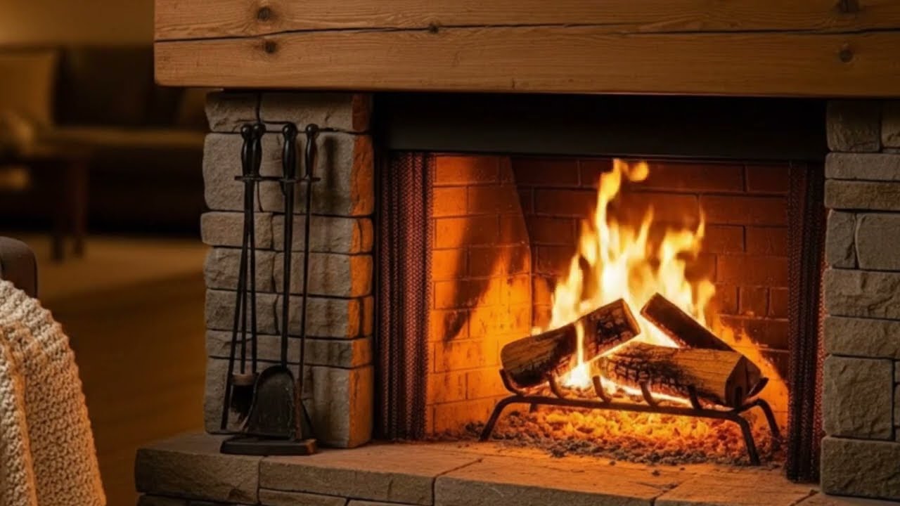 🔥 Cozy Fireplace 4K  Real Crackling Fire Sounds  Relaxing Fireplace Ambience