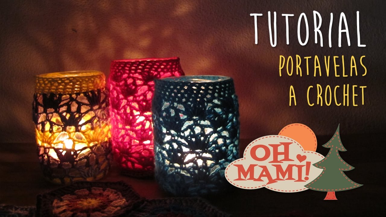 Tarros portavelas a crochet