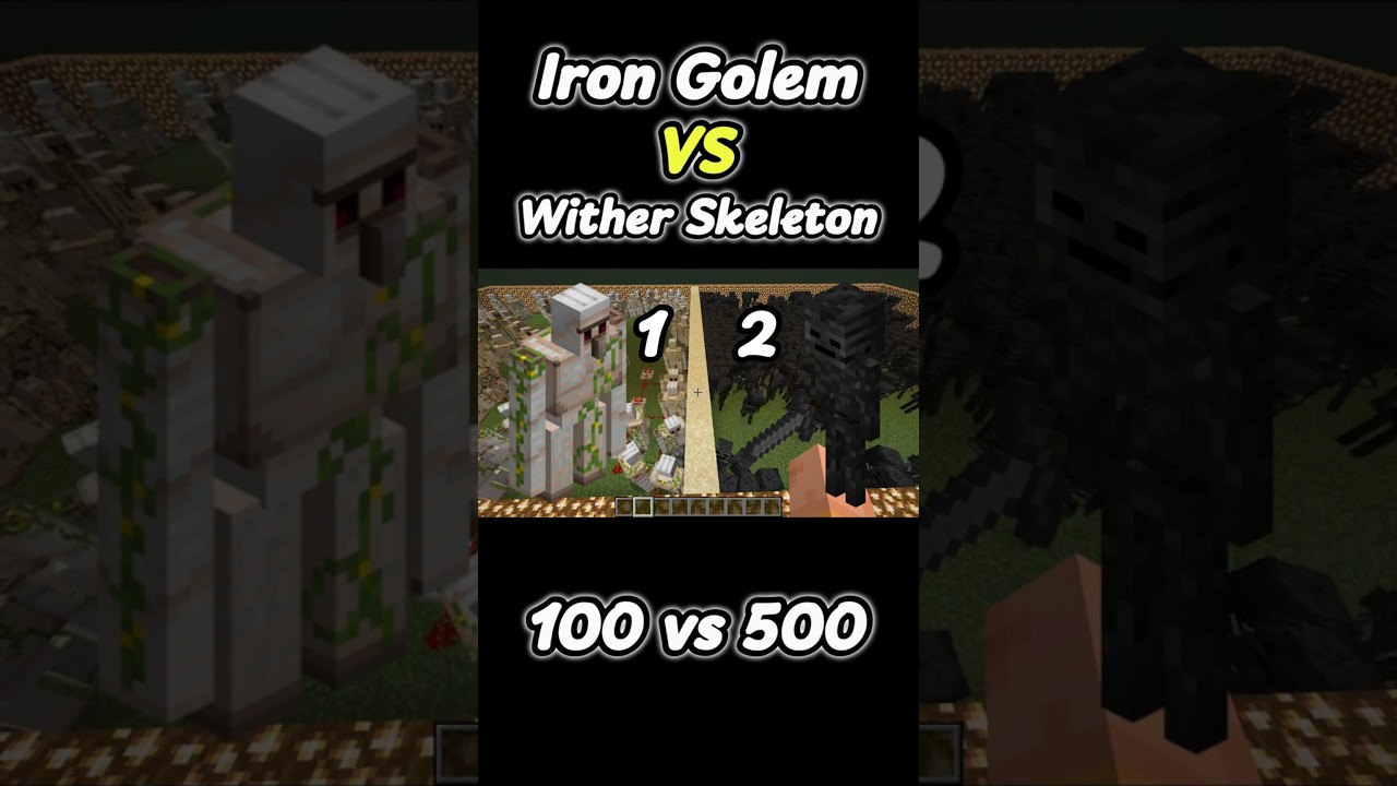 Iron Golem 100 vs 500 Wither Skeleton 