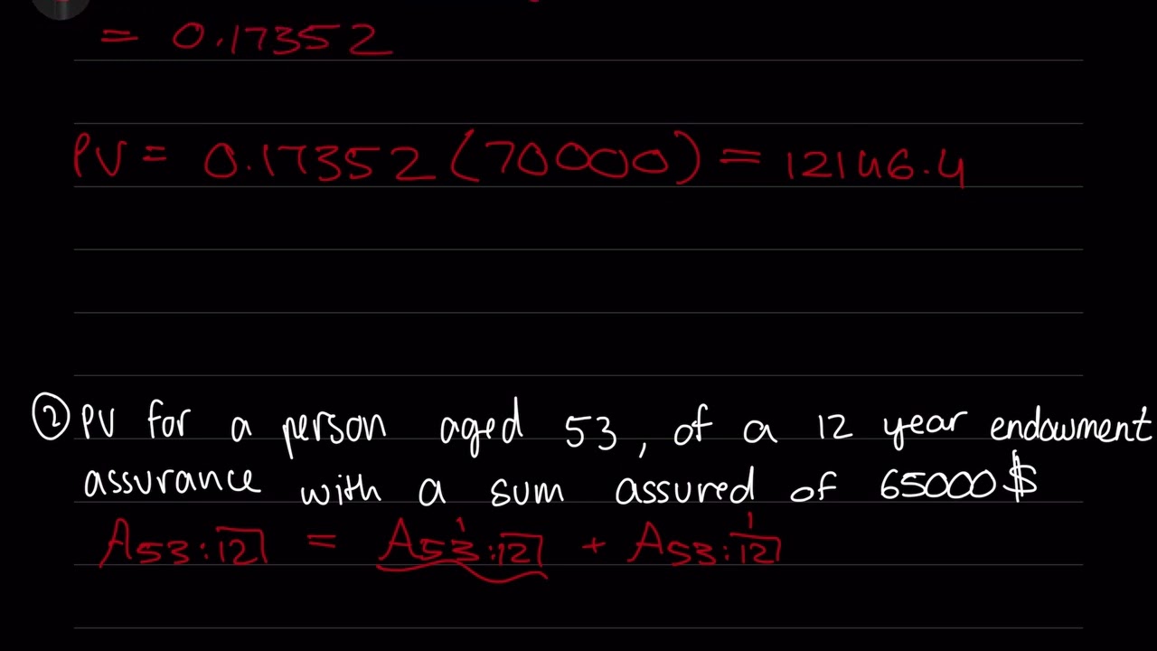 Life contingency examples p2,(EPV of lump sum benefits)