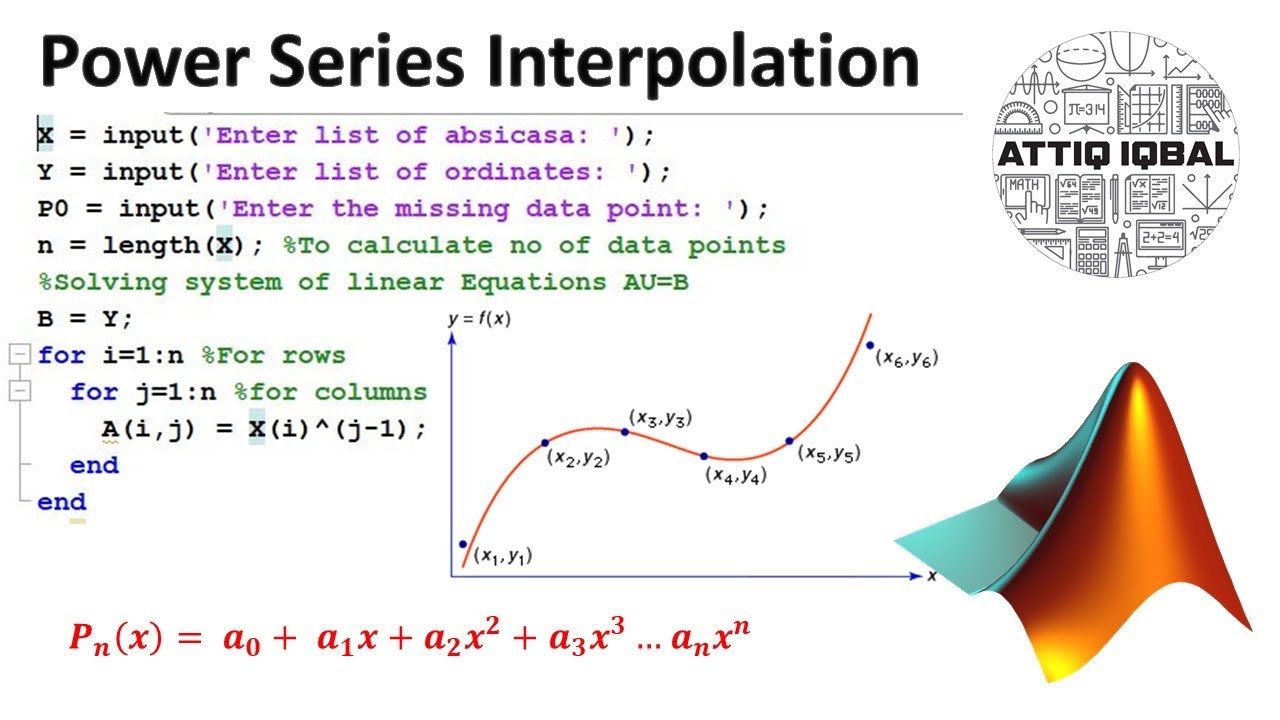 Power Series Interpolation with MATLAB code