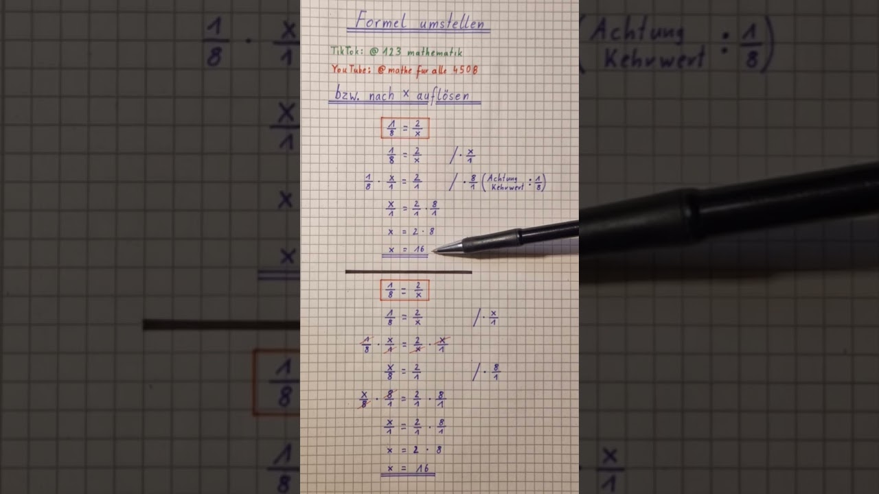 Formeln umstellen bzw. nach x aufl&ouml;sen, Kurzvideo