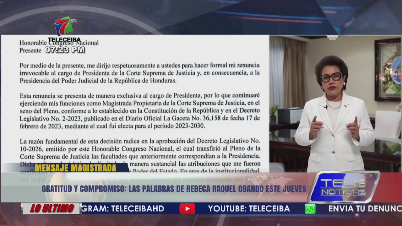 Gratitud y compromiso: las palabras de Rebeca Raquel Obando este jueves