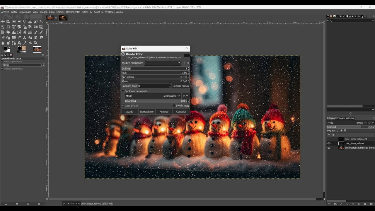 Crea efecto de nieve en GIMP
