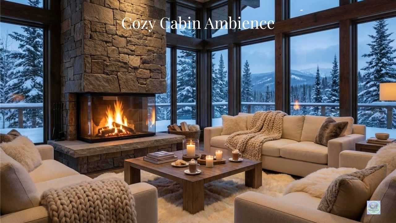 Cozy Winter Cabin Ambience — Crackling Fireplace, Snowy Views & Relaxing Winter Vibes ❄️🔥