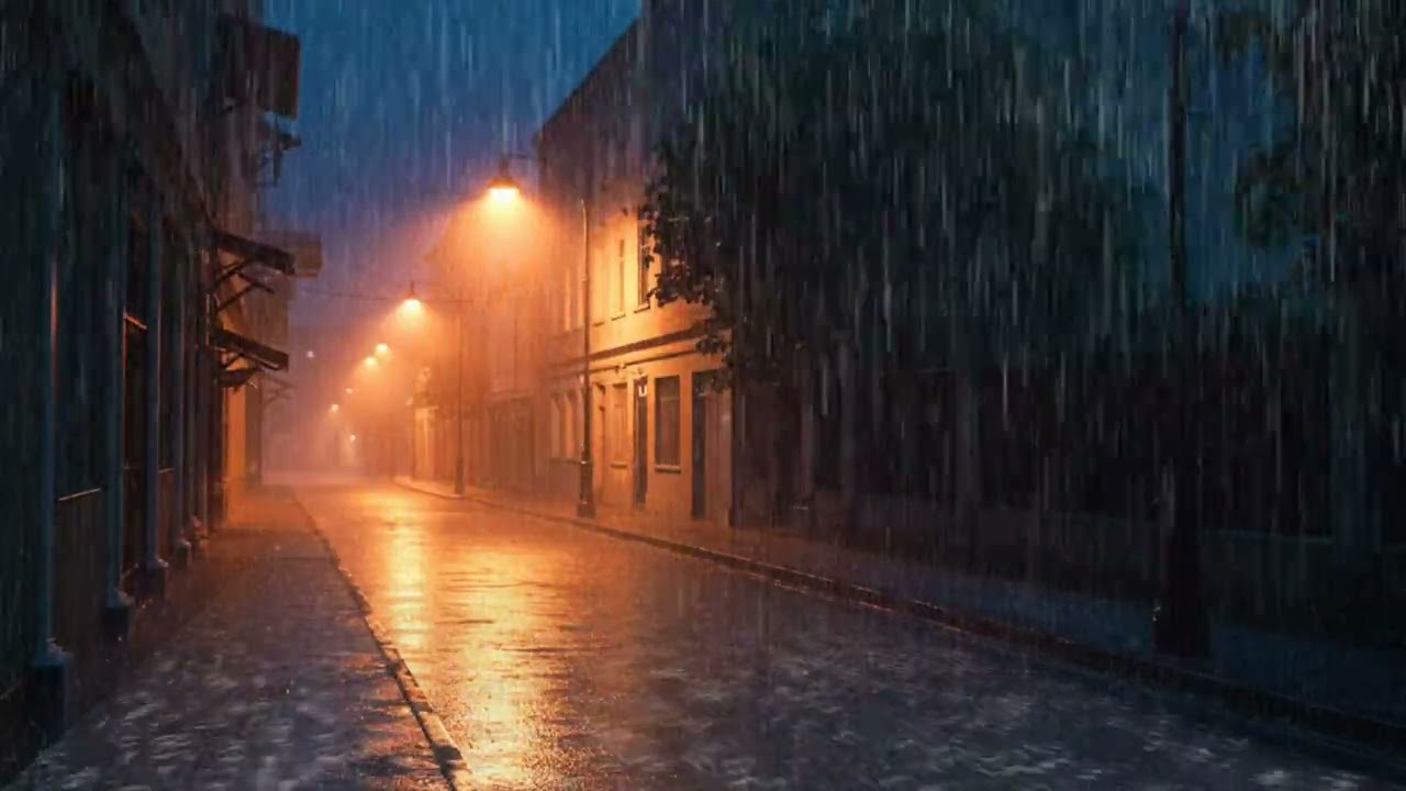 City Rain Ambience at Night | Cozy Street Sounds for Sleep, Study & Relaxation 🌧️