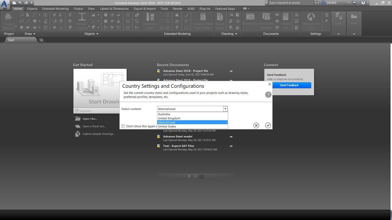 Advance Steel 2018 new feature - Country settings and configurations