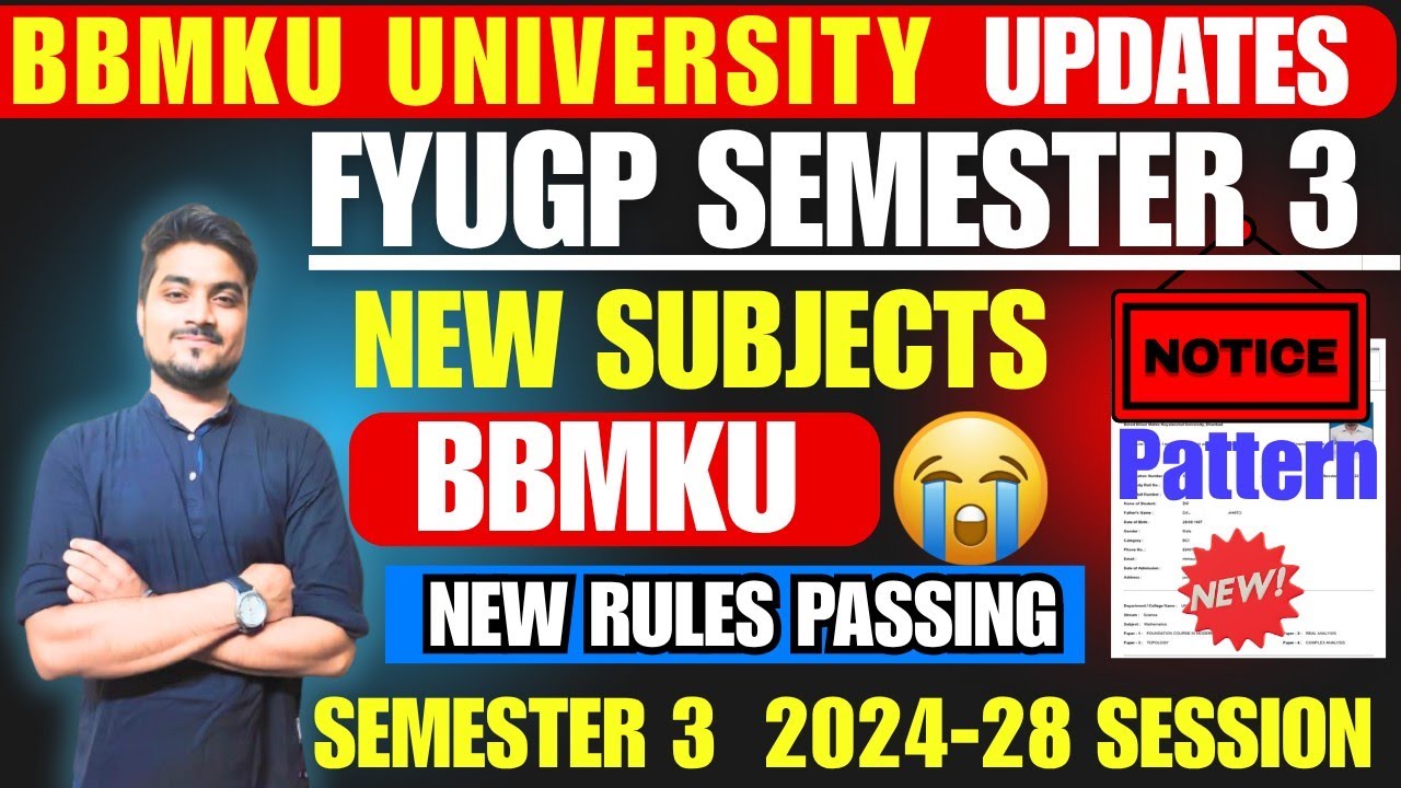 SEMESTER 3 में कौन से Subjects पढ़ने है जानिए FYUGP 2024-28 Session BBMKU / SEMESTER 3 Subject List
