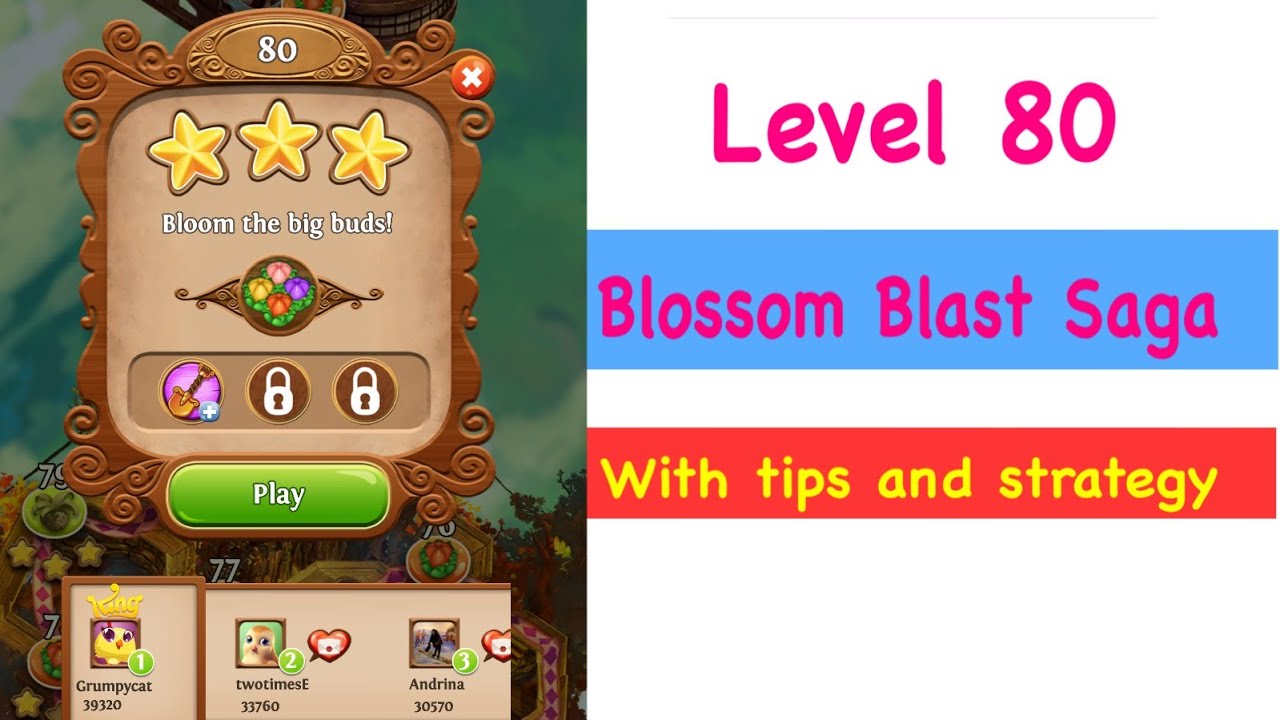 Blossom Blast Saga Level 80 Tips and Strategy Gameplay Walkthrough
